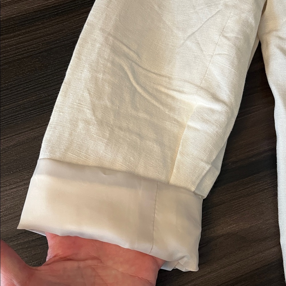 Harve Benard White Linen Open Front Blazer - Picture 5 of 11